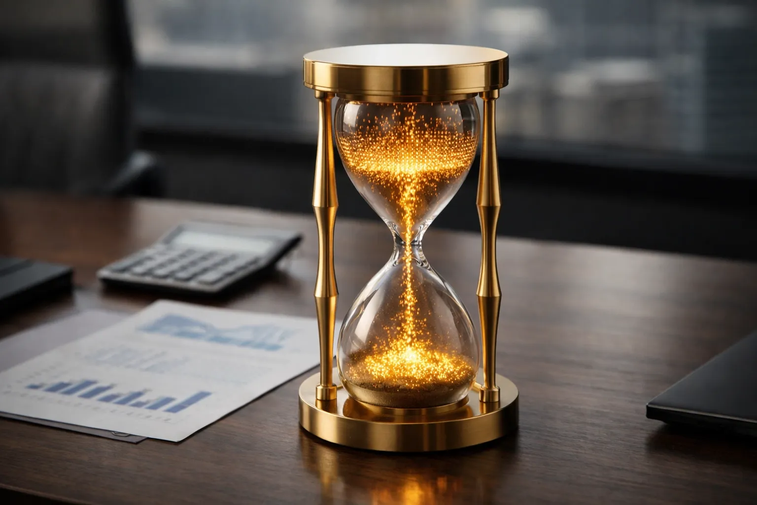 Gold hourglass representing the ten-year distribution rule